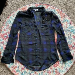 Express Sheer Portofino Button Up Shirt S